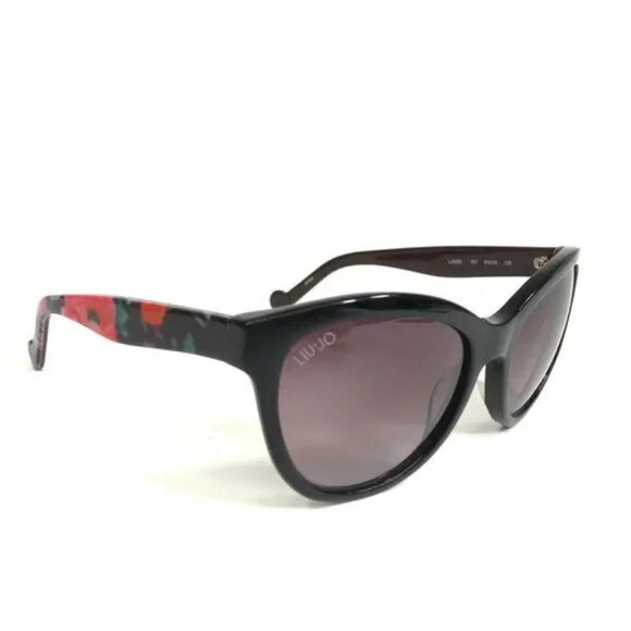 Liu Jo LJ629S Cat Eye Sunglasses Ebony Floral Temples Gradient Lenses main image 7